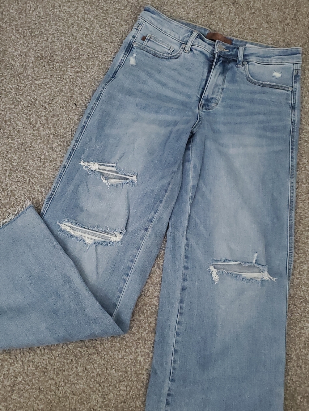 Judy Blue Light Blue Distressed Wide Leg Jeans